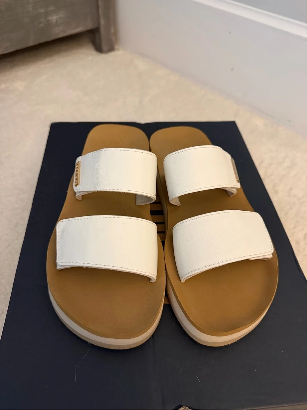 Cobian Cream Double-Strap Platform Slide Sandals